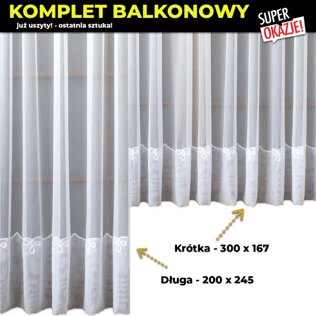 Komplet Balkonowy - Zestaw na okno balkonowe bez prasowania - Wiktoria
